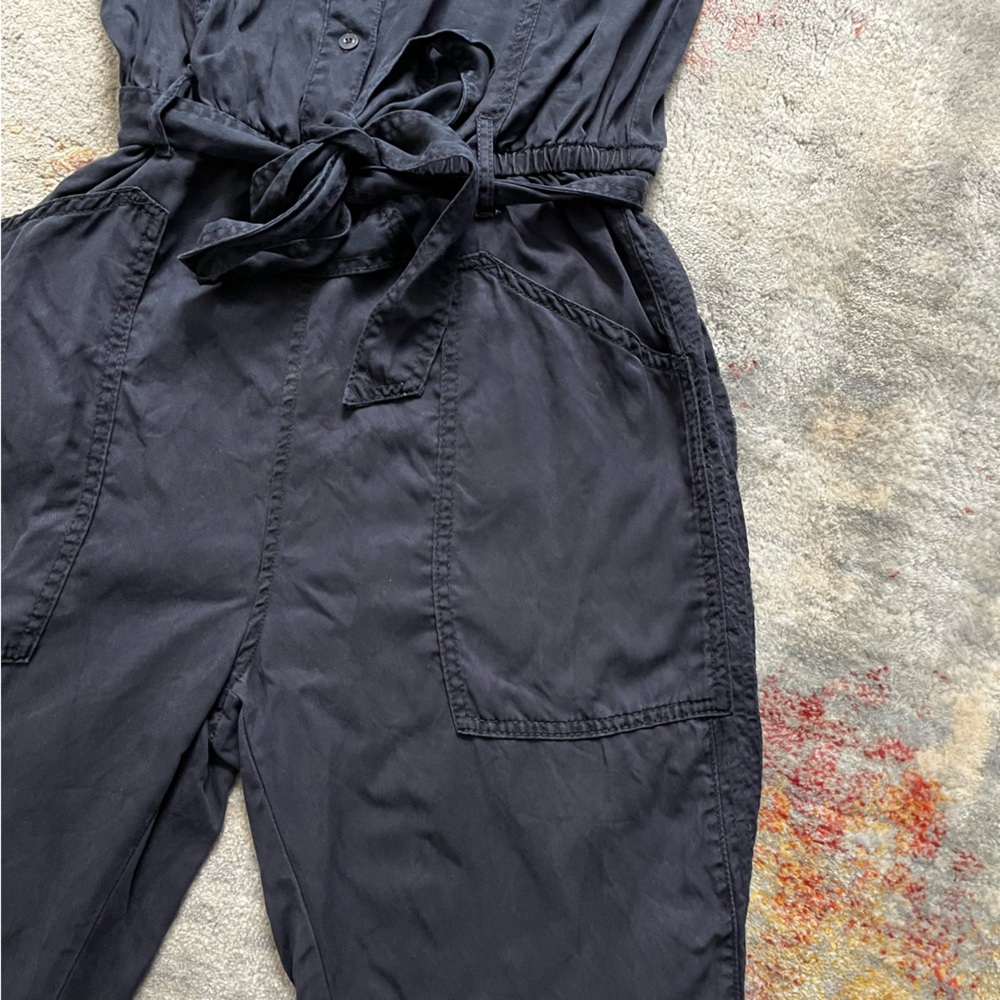 HEI HEI Navy Blue Sleeveless Jumpsuit with elastic waist and tie- so cute! - Picture 7 of 11